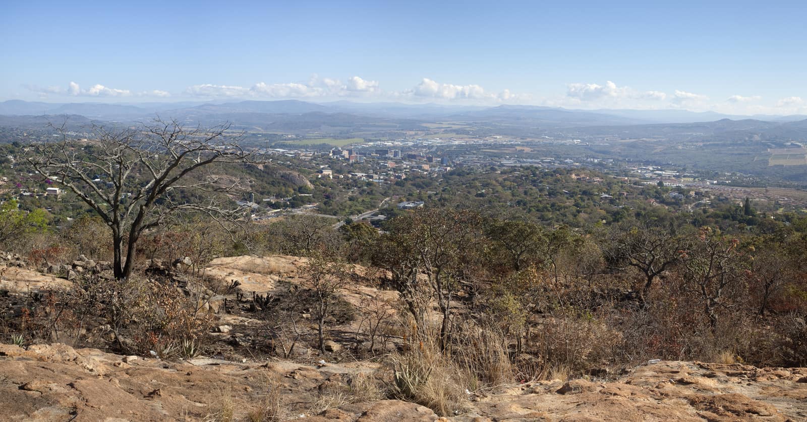 Blick über Buschland auf Mbombela